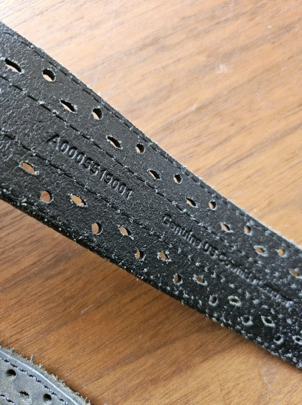 Men's Carhartt Charcoal Grey Perforated Leather Belt with Silver Buckle L